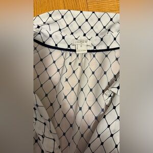 J. Crew Navy and White Diamond Blouse